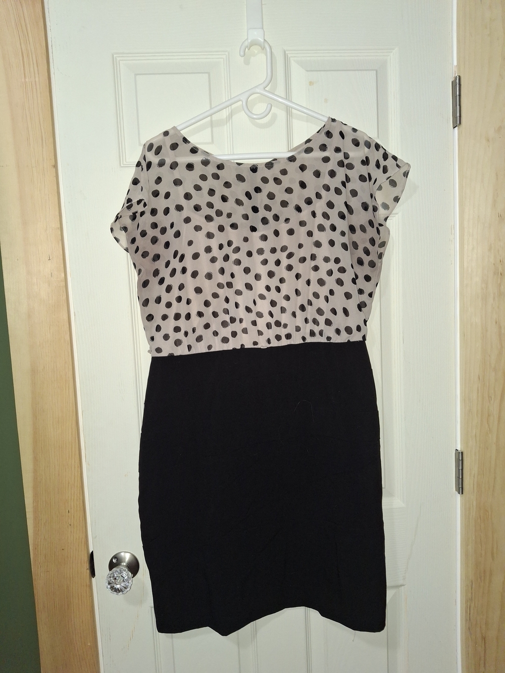 I.N. Studio Black Skirt Polka Dot Beige Top Mini Dress